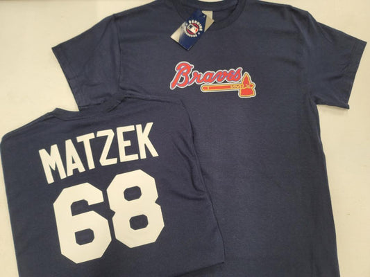 Mens MLB Team Apparel Atlanta Braves TYLER MATZEK Baseball Shirt NAVY