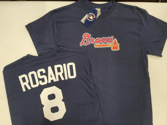BOYS YOUTH MLB Team Apparel Atlanta Braves EDDIE ROSARIO Baseball Jersey Shirt NAVY
