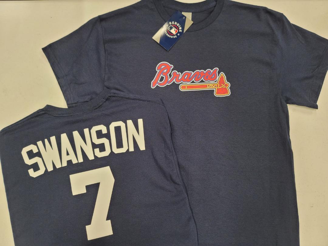 Mens MLB Team Apparel Atlanta Braves DANSBY SWANSON Baseball Shirt NAVY