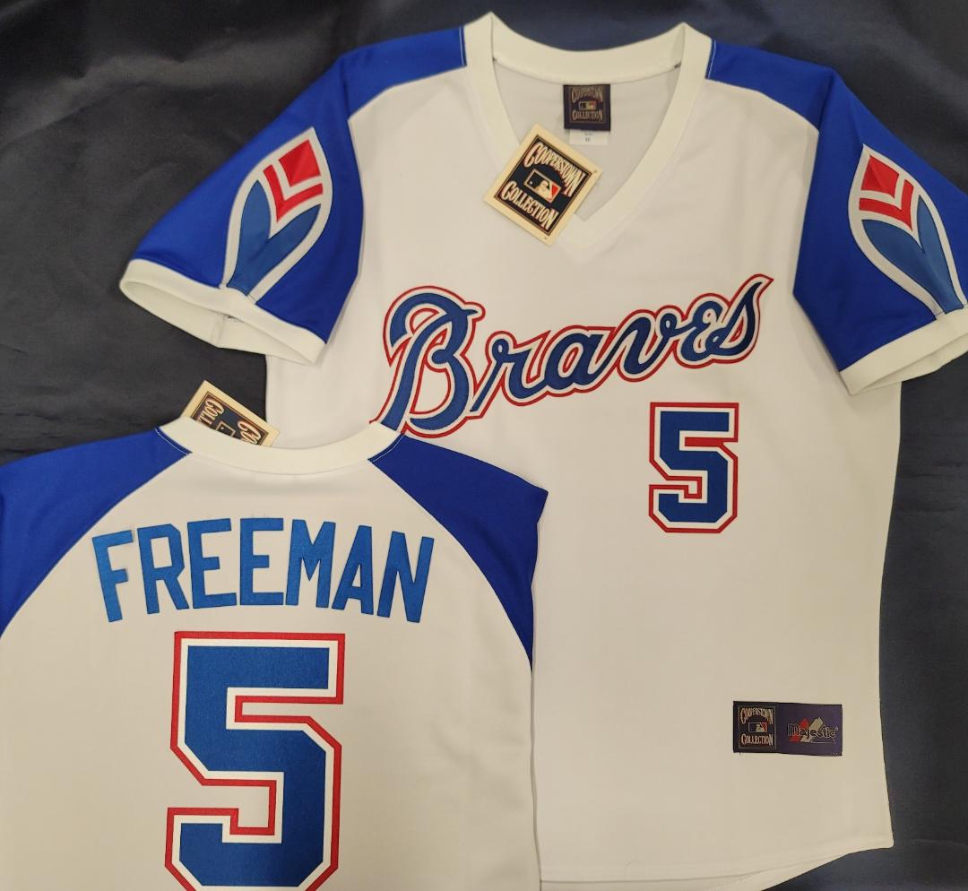 Cooperstown Collection Atlanta Braves FREDDIE FREEMAN Throwback Baseball Jersey WHITE
