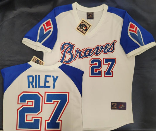 Cooperstown Collection Atlanta Braves AUSTIN RILEY Throwback Baseball Jersey WHITE