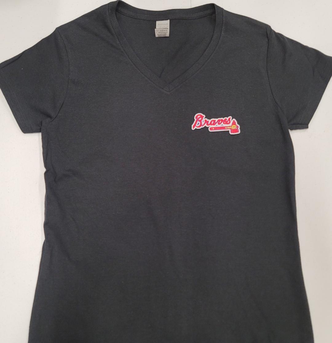 Womens MLB Team Apparel ATLANTA BRAVES V-Neck Baseball Shirt BLACK