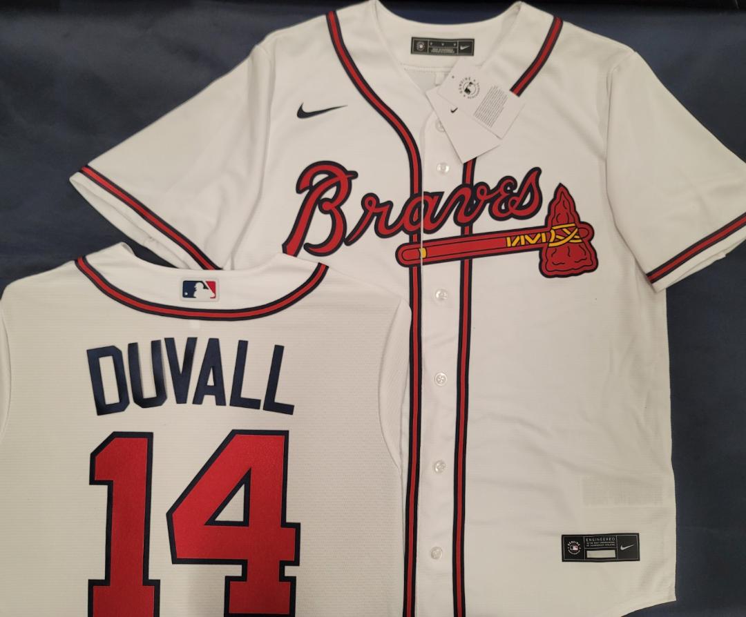Nike Atlanta Braves ADAM DUVALL Sewn Baseball Jersey WHITE