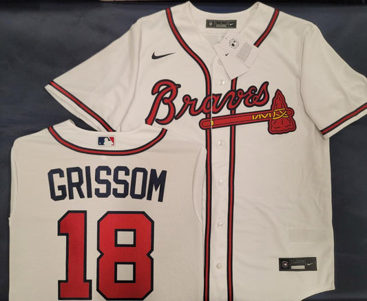 Nike Atlanta Braves VAUGHN GRISSOM Sewn Baseball Jersey WHITE