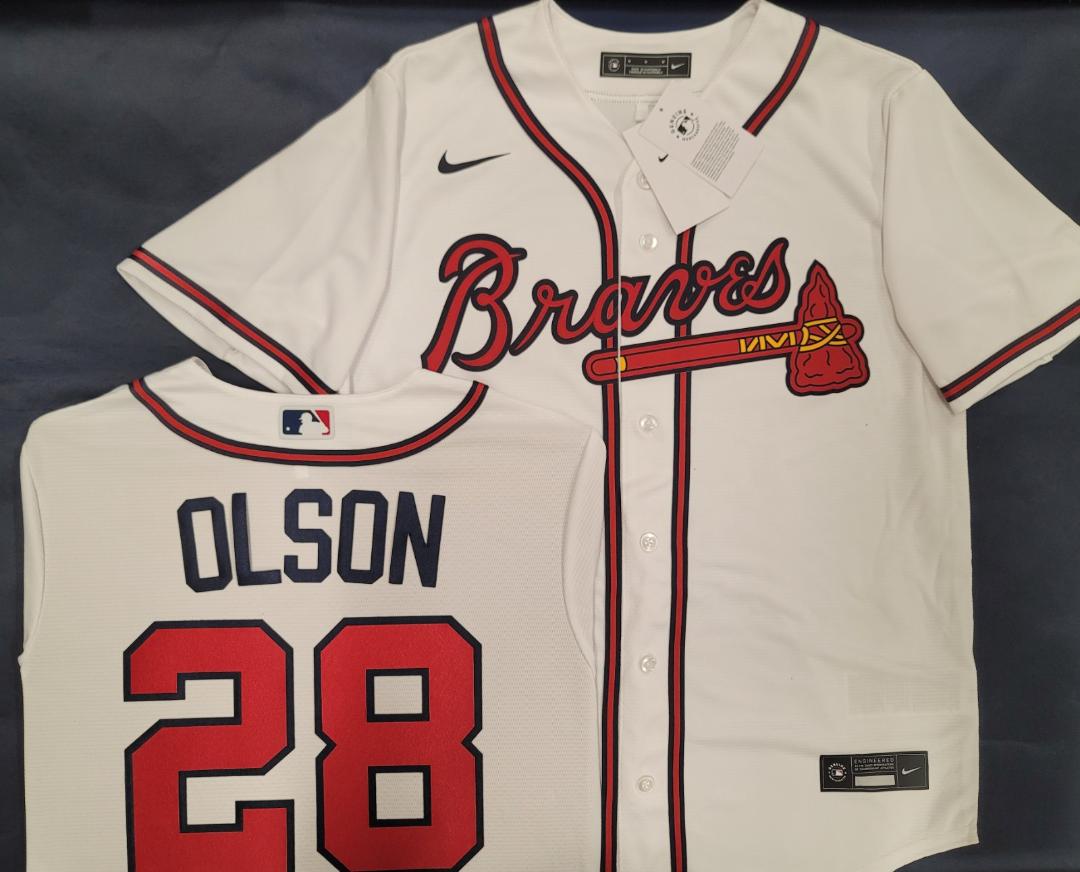 Nike Atlanta Braves MATT OLSON Sewn Baseball Jersey WHITE