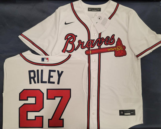 Nike Atlanta Braves AUSTIN RILEY Sewn Baseball Jersey WHITE