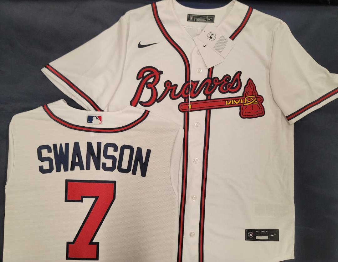 Nike Atlanta Braves DANSBY SWANSON Sewn Baseball Jersey WHITE