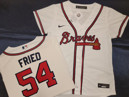 WOMENS Nike Atlanta Braves MAX FRIED Sewn Baseball Jersey WHITE