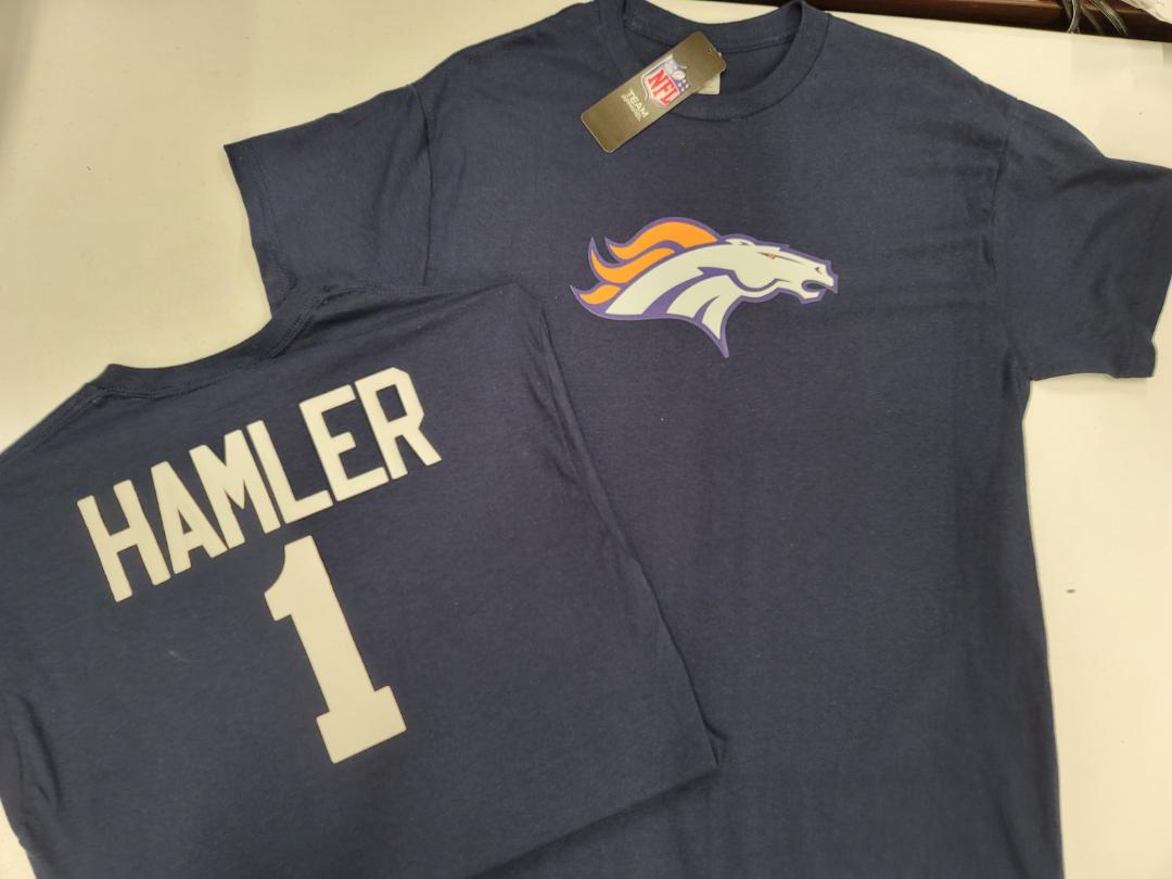 Mens NFL Team Apparel Denver Broncos KJ HAMLER Football Jersey Shirt NAVY