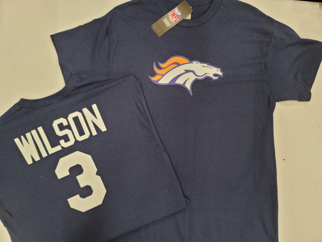 Mens NFL Team Apparel Denver Broncos RUSSELL WILSON Football Jersey Shirt NAVY