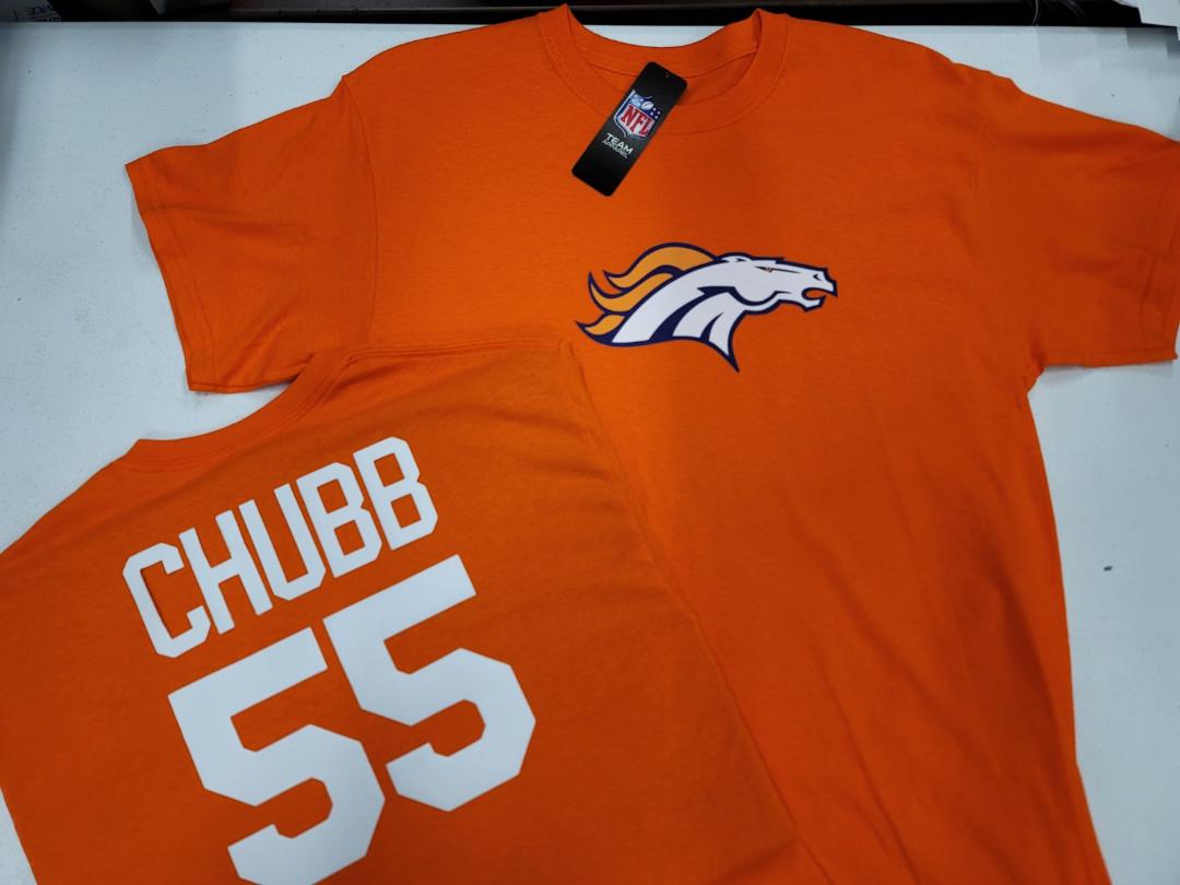 Mens NFL Team Apparel Denver Broncos BRADLEY CHUBB Football Jersey Shirt ORANGE