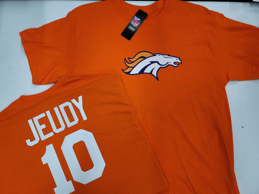 Mens NFL Team Apparel Denver Broncos JERRY JEUDY Football Jersey Shirt ORANGE