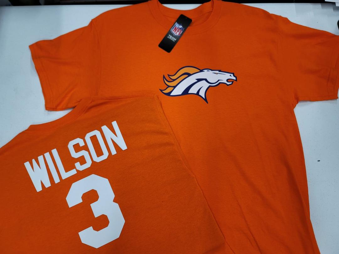 Mens NFL Team Apparel Denver Broncos RUSSELL WILSON Football Jersey Shirt ORANGE
