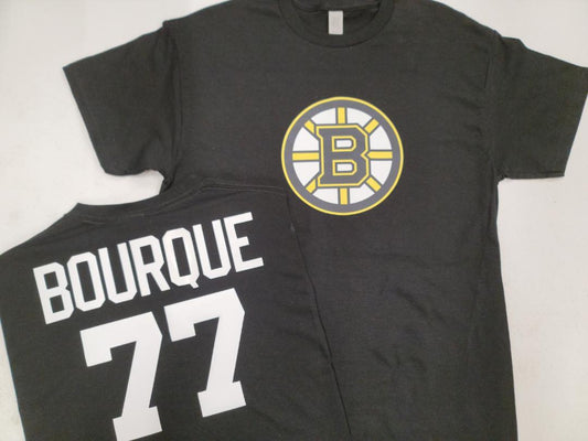 Mens NHL Team Apparel Boston Bruins RAY BOURQUE Hockey Shirt BLACK