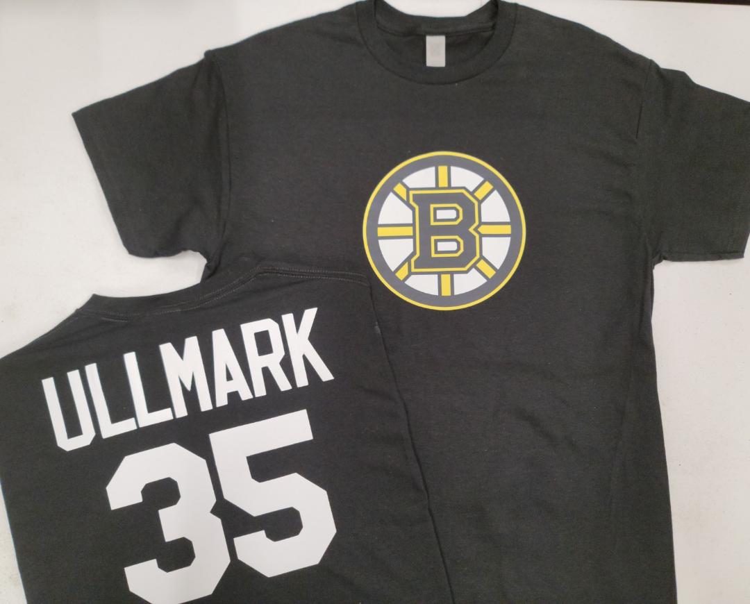 Mens NHL Team Apparel Boston Bruins LINUS ULLMARK Hockey Shirt BLACK