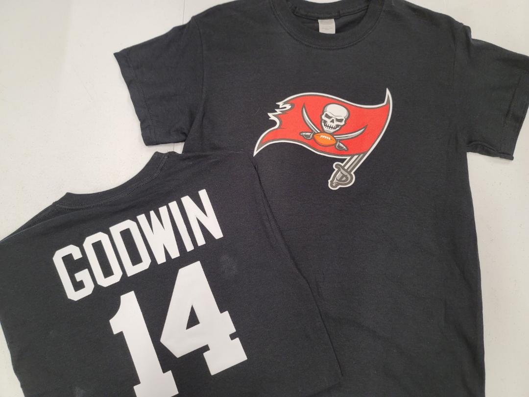 Mens NFL Team Apparel Tampa Bay Buccaneers CHRIS GODWIN Football Jersey Shirt BLACK