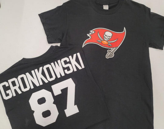 Mens NFL Team Apparel Tampa Bay Buccaneers ROB GRONKOWSKI Football Jersey Shirt BLACK