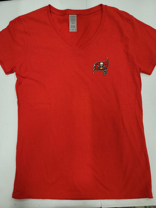 NFL Team Apparel Womens TAMPA BAY BUCCANEERS V-Neck Football Shirt RED