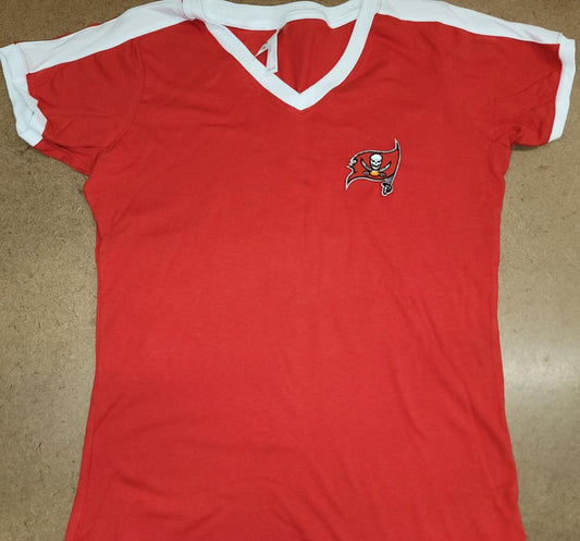 WOMENS NFL Team Apparel TAMPA BAY BUCCANEERS V-Neck Ringer Shirt RED