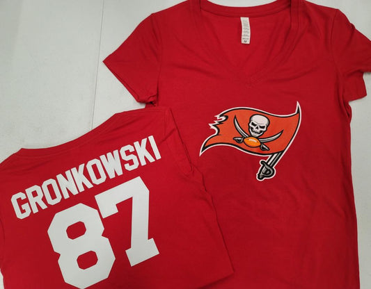 WOMENS NFL Team Apparel Tampa Bay Buccaneers ROB GRONKOWSKI V-Neck Football Shirt RED