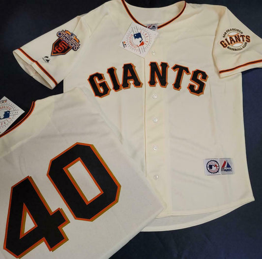 Majestic San Francisco Giants MADISON BUMGARNER 2010 World Series Sewn Baseball Jersey CREAM