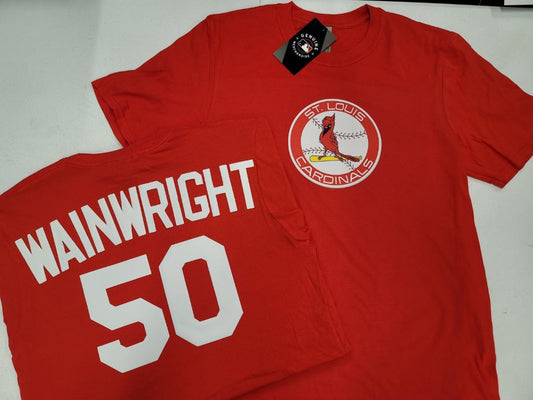 Mens MLB Team Apparel St Louis Cardinals ADAM WAINWRIGHT Baseball Shirt RED