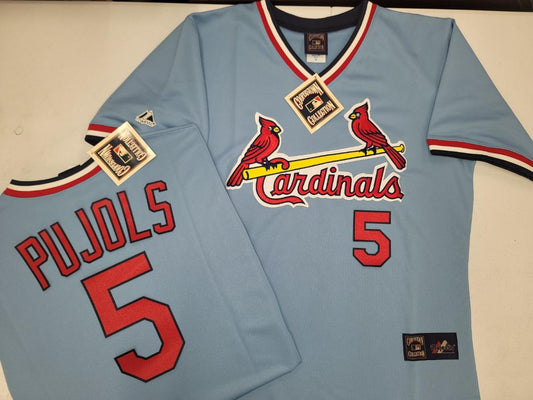 Mens Majestic Cooperstown Collection St Louis Cardinals ALBERT PUJOLS Baseball Jersey Powder Blue