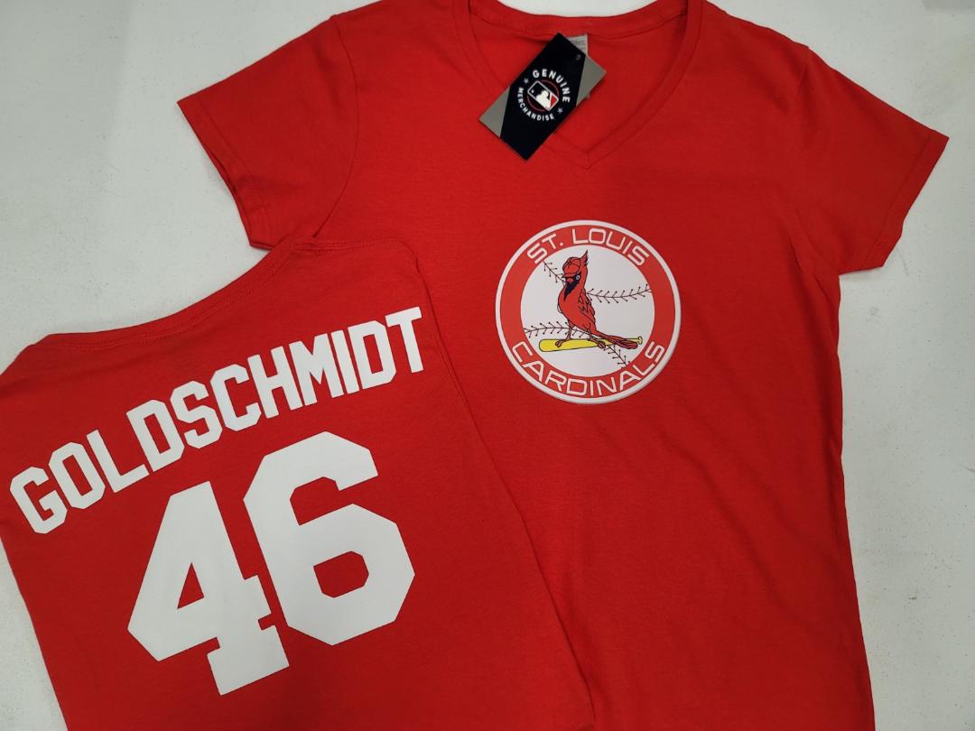MLB Team Apparel Womens St Louis Cardinals PAUL GOLDSCHMIDT V-Neck Baseball Shirt RED