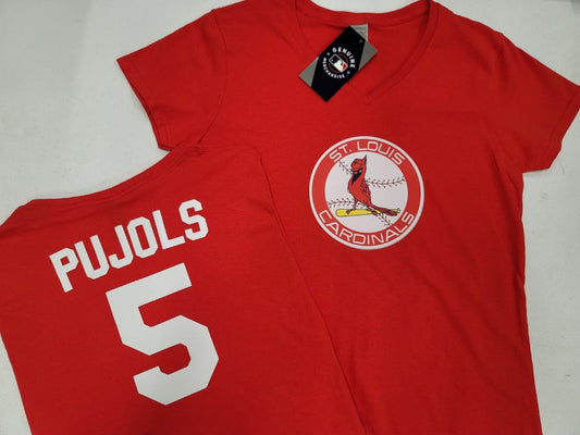 MLB Team Apparel Womens St Louis Cardinals ALBERT PUJOLS V-Neck Baseball Shirt RED