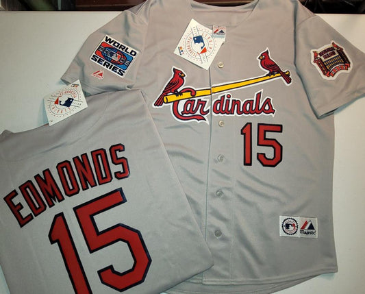 Majestic St Louis Cardinals JIM EDMONDS 2006 World Series Baseball Jersey GRAY