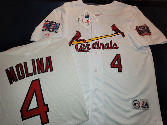 Majestic St Louis Cardinals YADIER MOLINA 2006 World Series Baseball Jersey WHITE