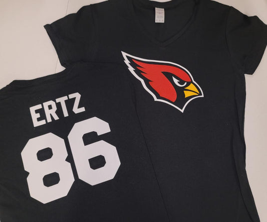 NFL Team Apparel Womens Arizona Cardinals ZACH ERTZ V-Neck Football Shirt BLACK