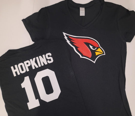 NFL Team Apparel Womens Arizona Cardinals DeANDRE HOPKINS V-Neck Football Shirt BLACK