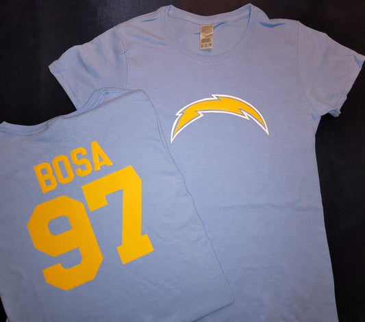 WOMENS NFL Team Apparel San Diego Chargers JOEY BOSA Crew Neck Jersey Shirt BLUE