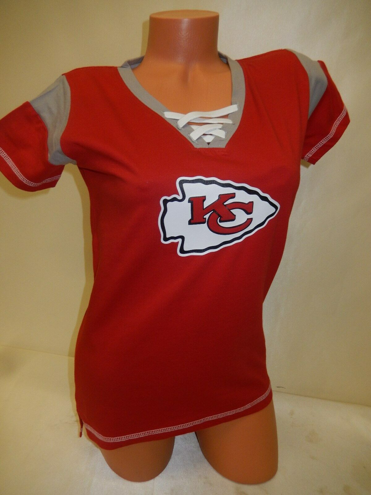 Womens Ladies KANSAS CITY CHIEFS "Laces" Football Jersey SHIRT RED New
