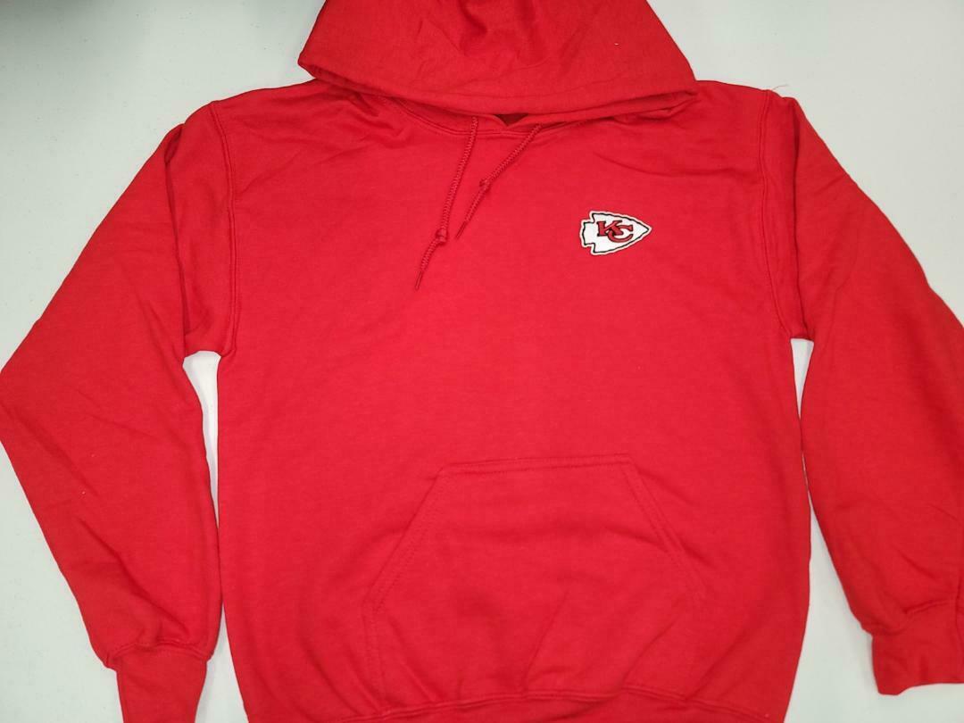 Mens KANSAS CITY CHIEFS Pullover Hooded Hoodie SWEATSHIRT RED All Sizes