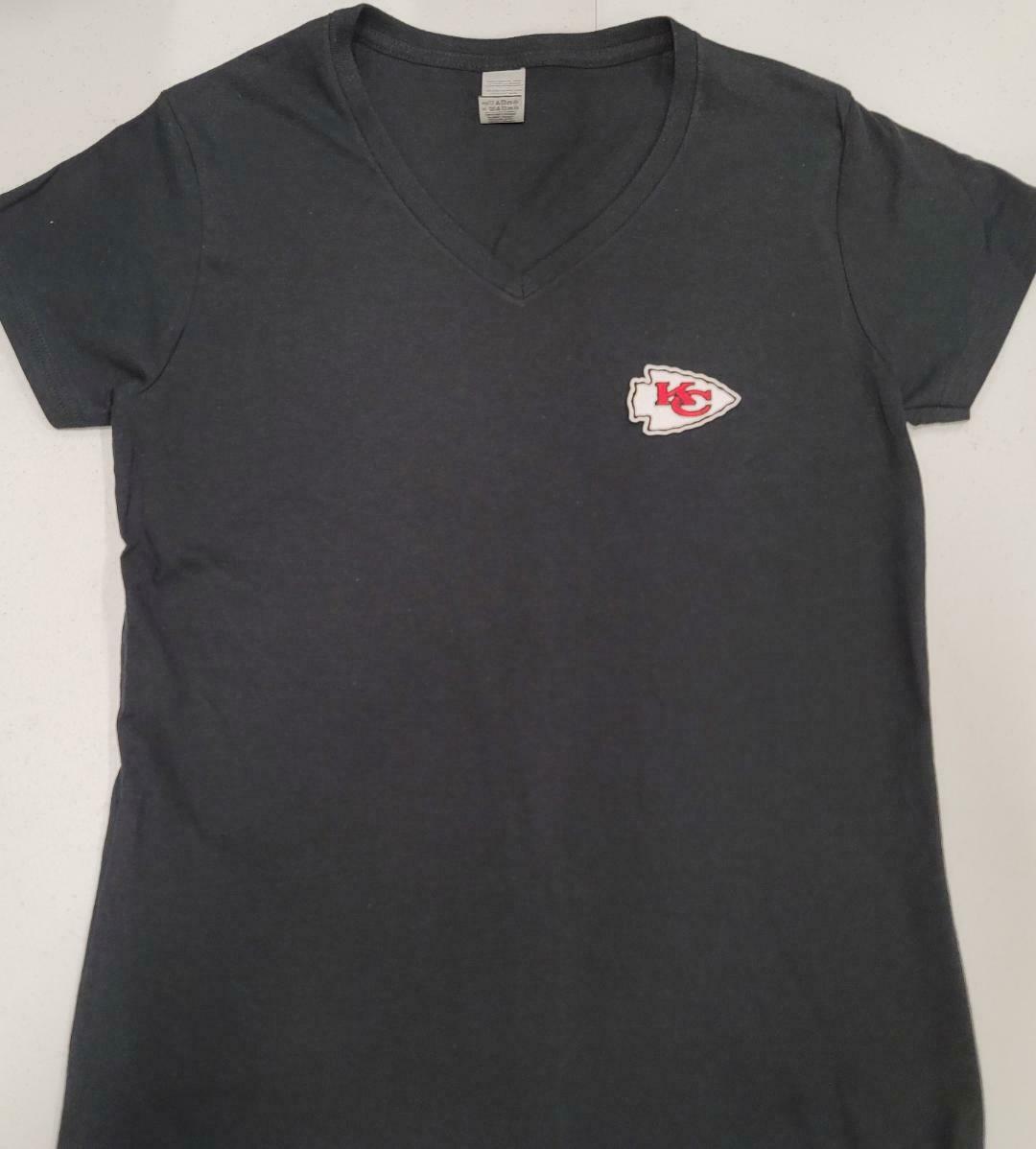 Womens KANSAS CITY CHIEFS V-Neck Football Shirt BLACK All Sizes