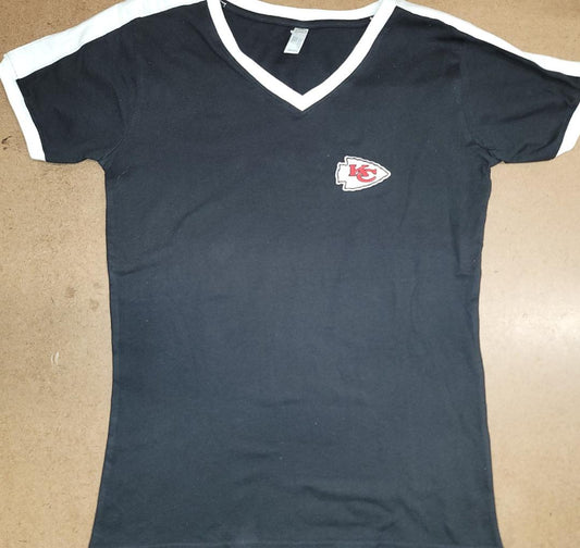 WOMENS NFL Team Apparel KANSAS CITY CHIEFS V-Neck Ringer Shirt BLACK