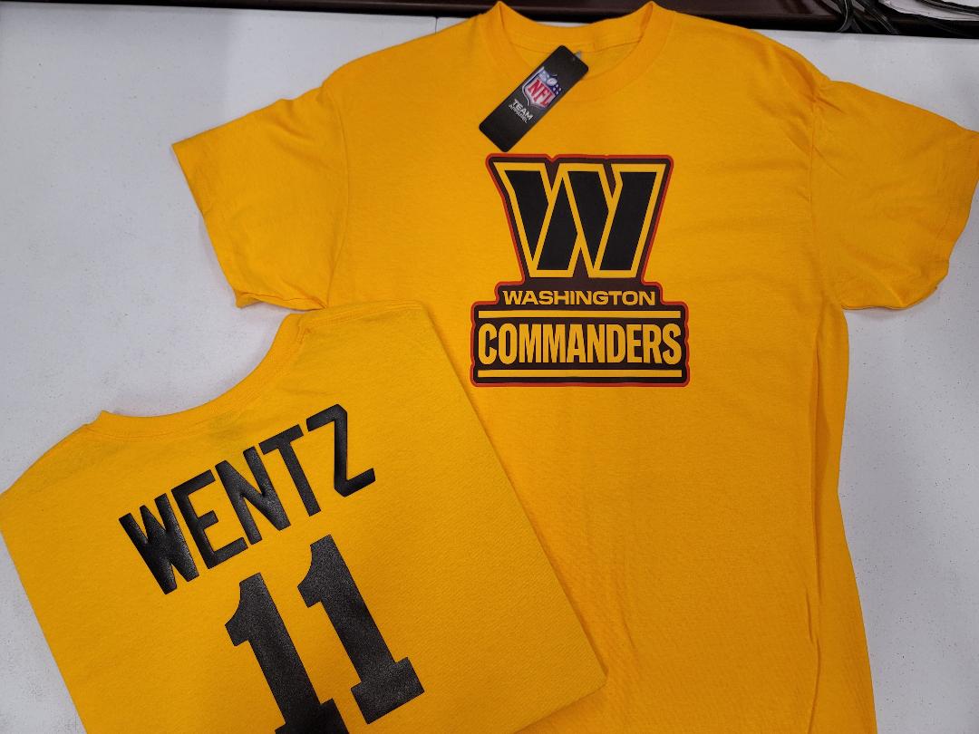 Mens NFL Team Apparel Washington Commanders CARSON WENTZ Football Jersey Shirt GOLD