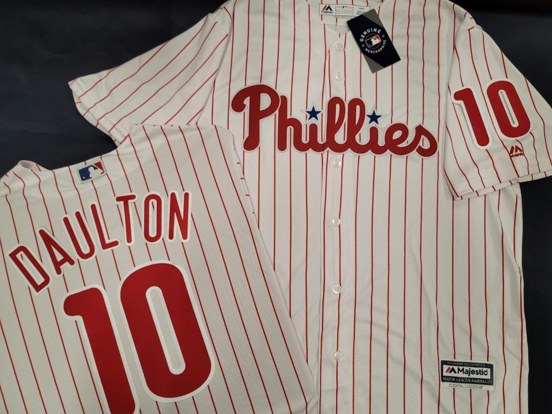 Majestic Philadelphia Phillies DARREN DAULTON Vintage Baseball Jersey WHITE P/S