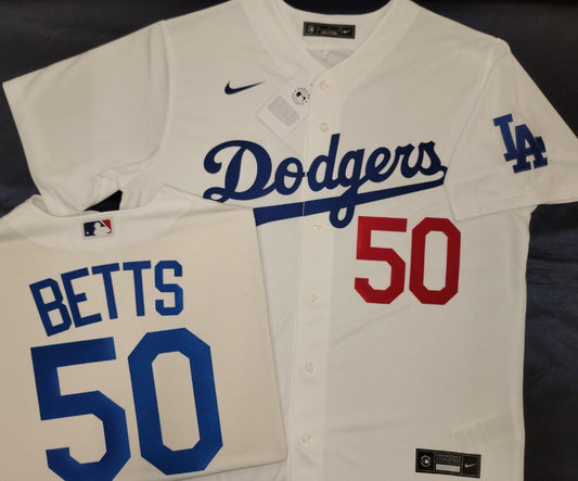 NIKE Los Angeles Dodgers MOOKIE BETTS Baseball Jersey WHITE