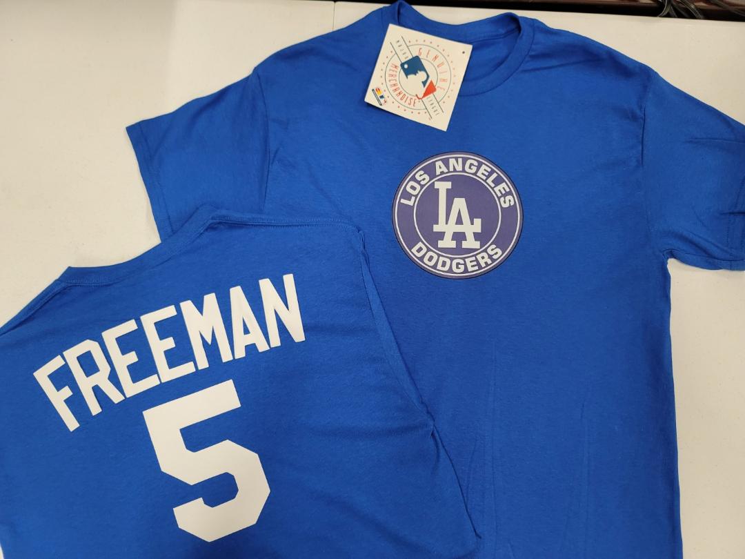 Mens MLB Team Apparel Los Angeles Dodgers FREDDIE FREEMAN Baseball Shirt ROYAL