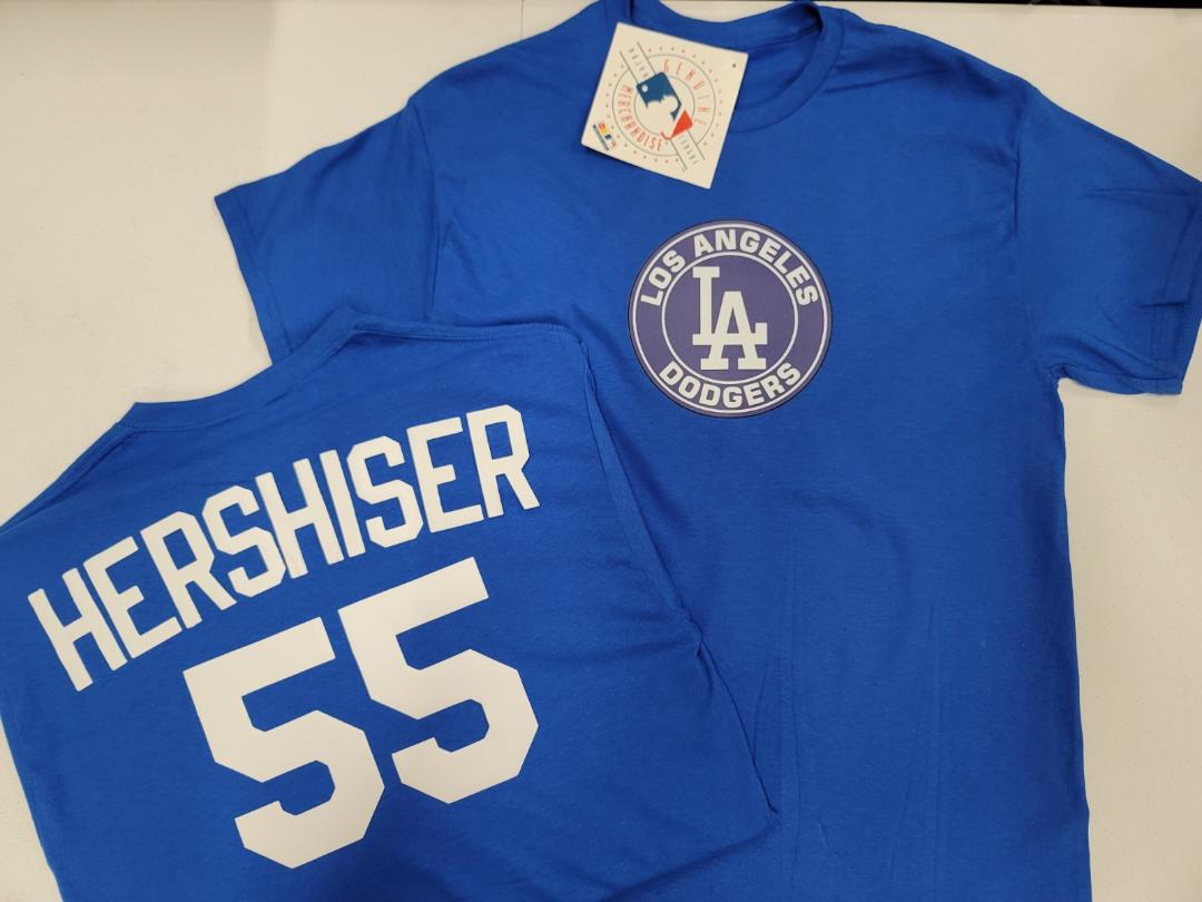 Mens MLB Team Apparel Los Angeles Dodgers OREL HERSHISER Baseball Shirt ROYAL