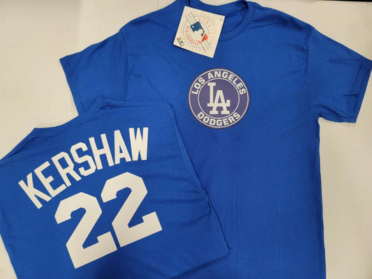 Mens MLB Team Apparel Los Angeles Dodgers CLAYTON KERSHAW Baseball Shirt ROYAL