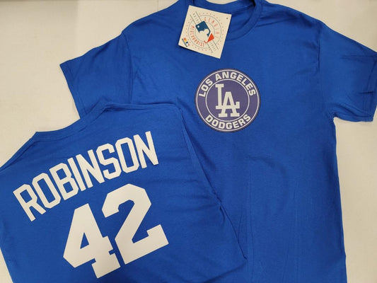 Mens MLB Team Apparel Los Angeles Dodgers JACKIE ROBINSON Baseball Shirt ROYAL