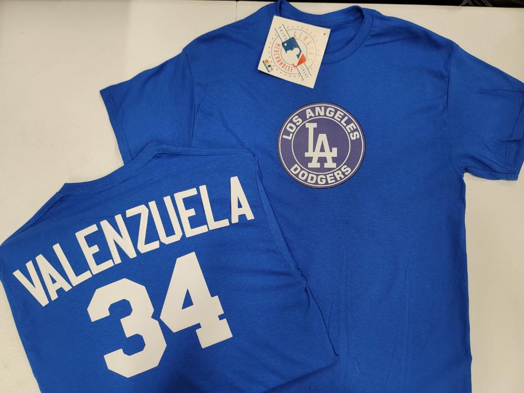 Mens MLB Team Apparel Los Angeles Dodgers FERNANDO VALENZUELA Baseball Shirt ROYAL