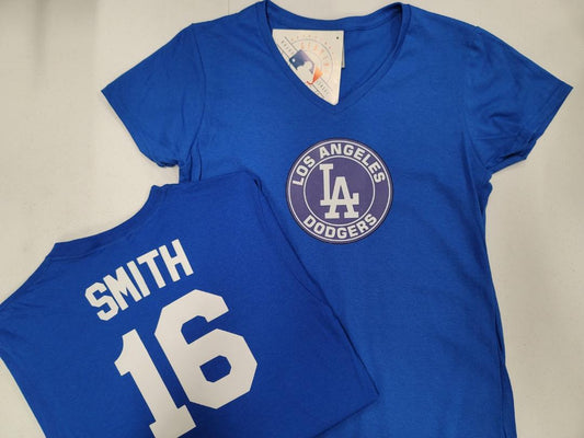 MLB Team Apparel Womens Los Angeles Dodgers WILL SMITH V-Neck Baseball Shirt ROYAL