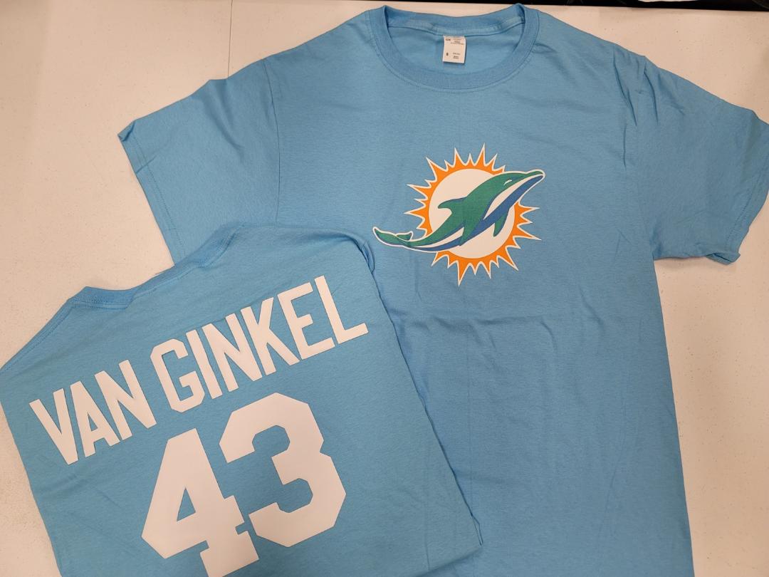 MENS NFL Team Apparel Miami Dolphins ANDREW VAN GINKEL Football Jersey Shirt BLUE