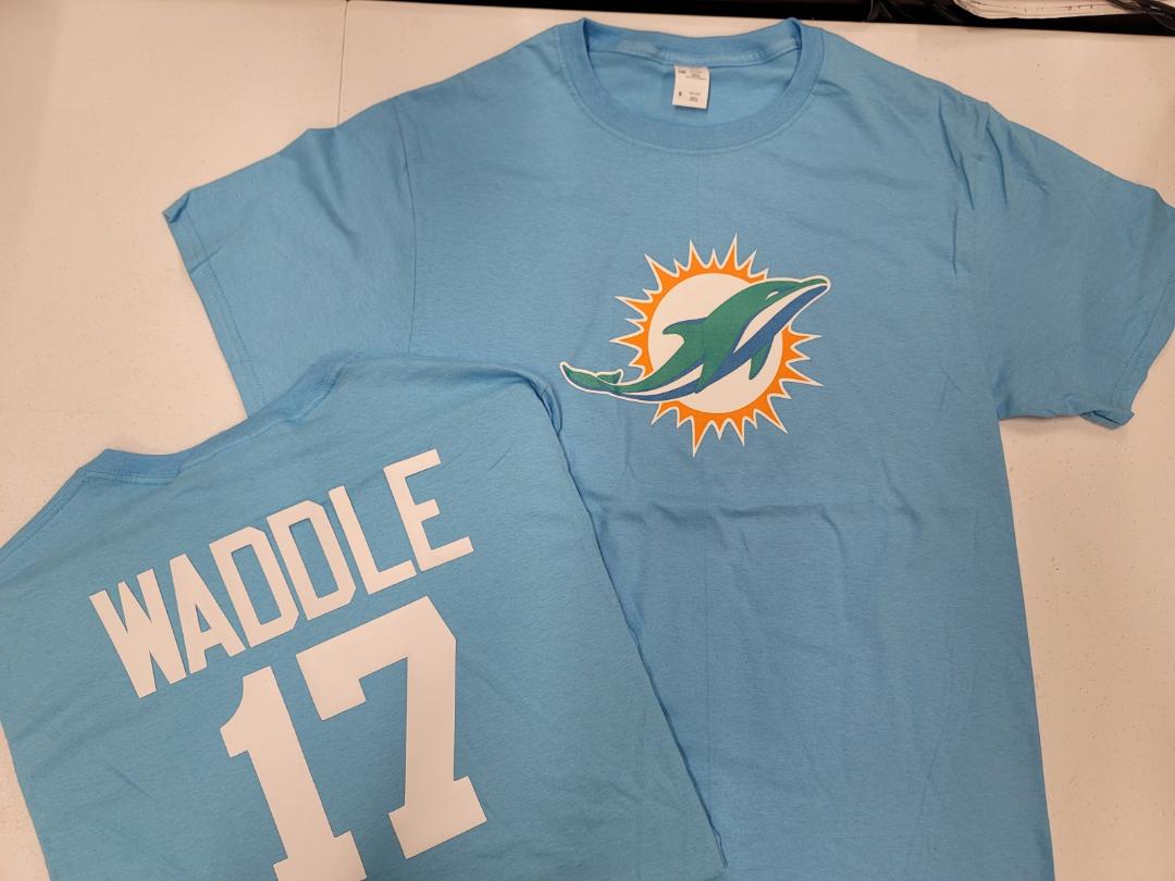 MENS NFL Team Apparel Miami Dolphins JAYLEN WADDLE Football Jersey Shirt BLUE