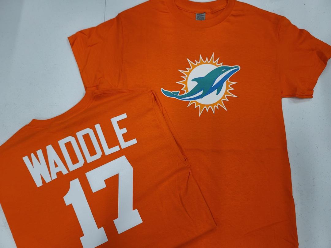 MENS NFL Team Apparel Miami Dolphins JAYLEN WADDLE Football Jersey Shirt ORANGE